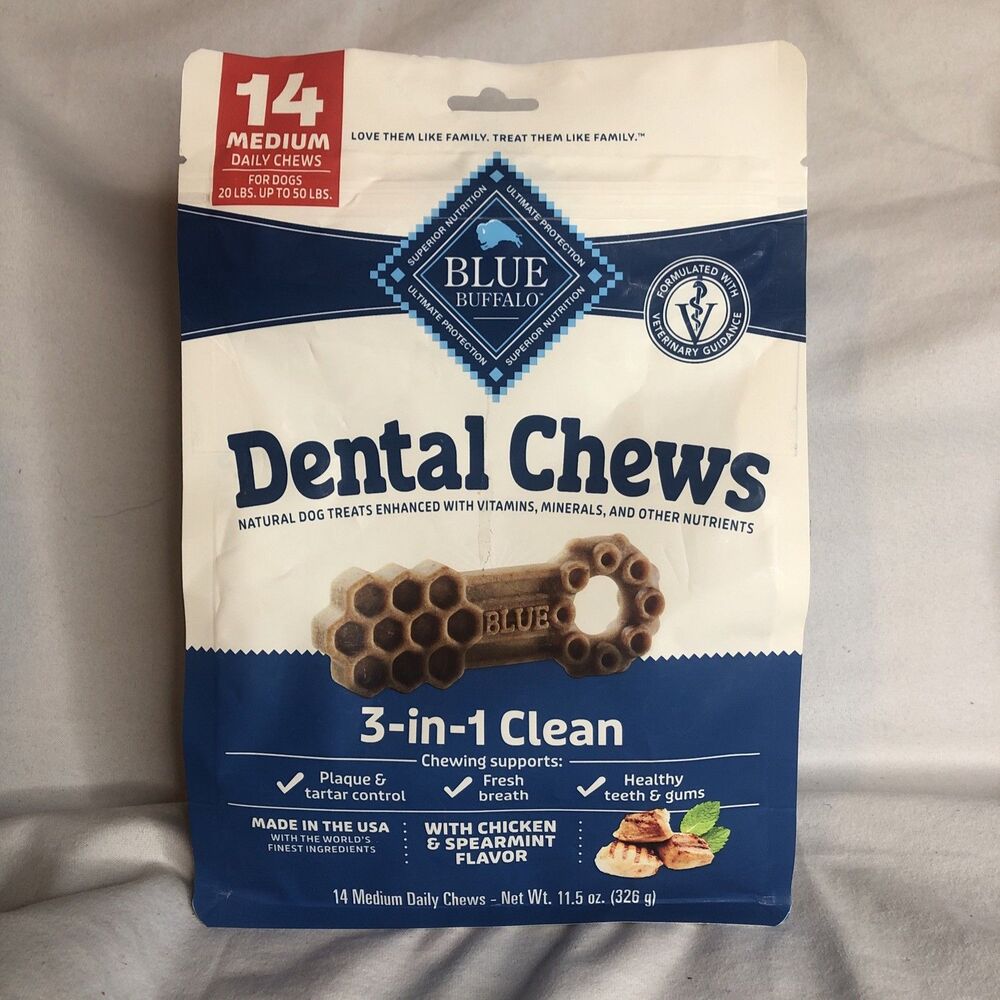 Blue Buffalo Dental Chews for Dogs 11.5 Ounce Chicken & Spearmint Treats Medium